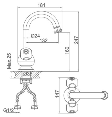Смеситель D&K Kassel Hessen DA1422101 для раковины 