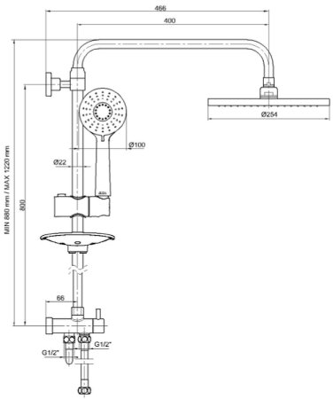 Душевая система E.C.A. Myra 102158030EX Хром 