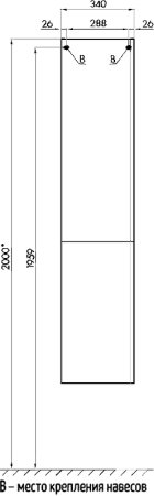Шкаф пенал Aquaton Беверли 34 L 1A235403BV01L подвесной Белый глянец 