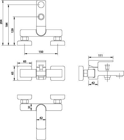 Смеситель Omnires Baretti 7830 для ванны с душем, хром 
