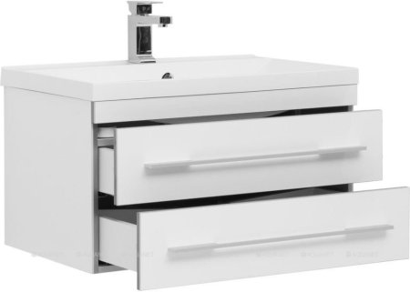 Тумба с раковиной Aquanet Верона 75 белый (подвесная 2 ящика) 