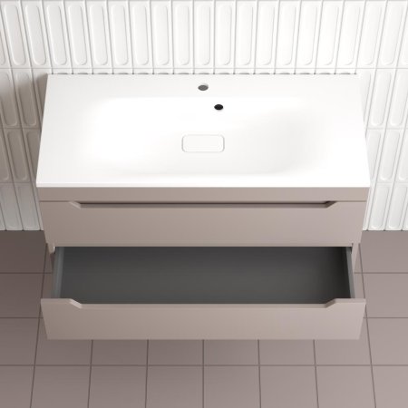 Тумба подвесная Style Line "Остин" под раковину Фортуна 100 2 ящ тауп темный эмаль PLUS 