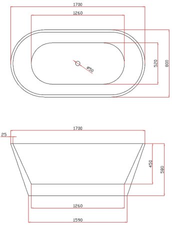 Акриловая ванна Azario Bristol 170х80 BRI17080 без гидромассажа 