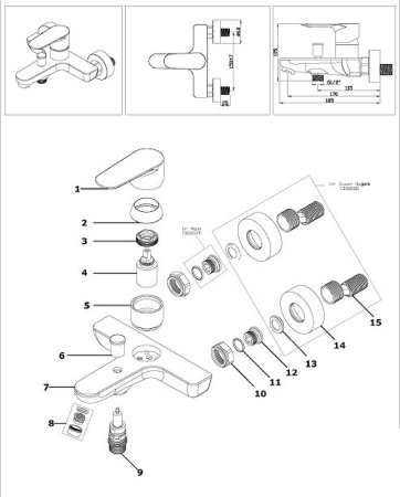 Смеситель для ванны Azario Leya AZ-15920501 Хром 