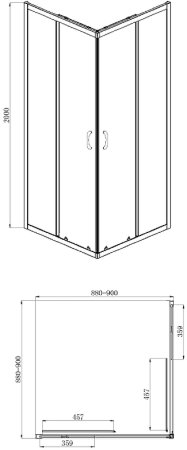 Душевой уголок Azario Milton 900x900 AZ-ND1142 900 Black профиль Черный стекло прозрачное 