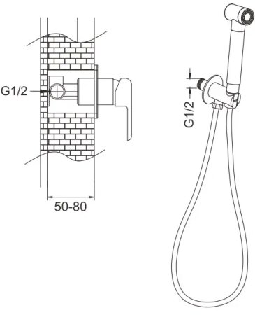 Гигиенический душ со смесителем Rose R2105F, белый/хром 