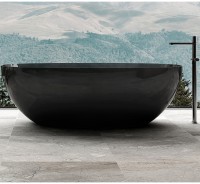 Ванна из полиэфирной смолы Abber Kristall 165х78 AT9701Onyx Черная без гидромассажа