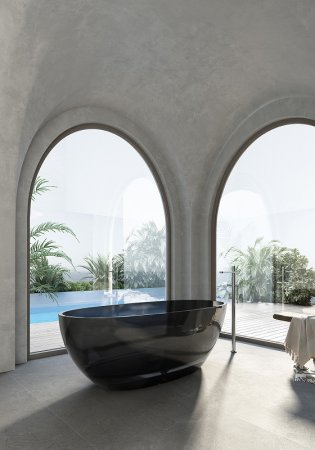 Ванна из полиэфирной смолы Abber Kristall 165х78 AT9701Onyx Черная без гидромассажа 