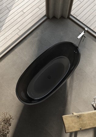 Ванна из полиэфирной смолы Abber Kristall 165х78 AT9701Onyx Черная без гидромассажа 