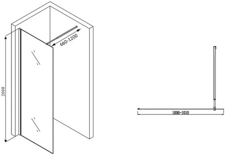 Душевая перегородка Abber Immer Offen 100 AG61100 профиль Хром стекло прозрачное 
