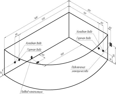 Акриловая ванна Radomir Vannesa Massage Алари 168х120, с гидромассажем, каркасом и экраном, актив, L 