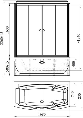 Душевой бокс Radomir Элис 1 правый, стекло прозрачное 