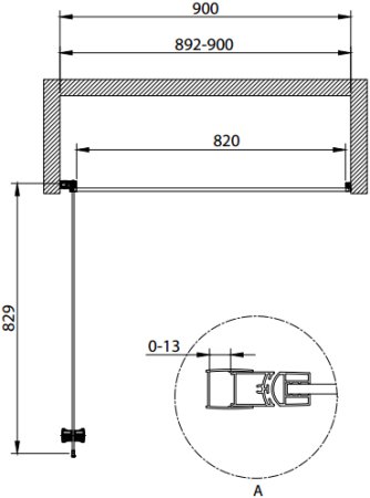 Душевая дверь в нишу Cezares Eco O-B-1-90-C-NERO стекло прозрачное 