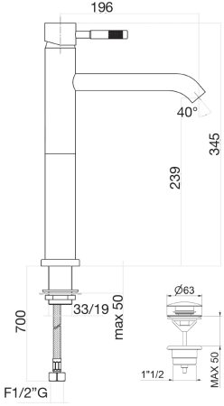 Смеситель для раковины Fiore XENON 44NN5288, черный 