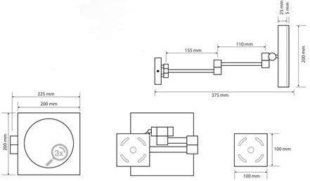 Косметическое зеркало Bemeta 116102672 с подсветкой 