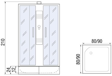 Душевая кабина River Quadro 90x90 МТ Б/К 10000001453 с поддоном 