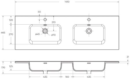 Керамическая раковина с двумя чашами BelBagno BB1400-2-ETL 