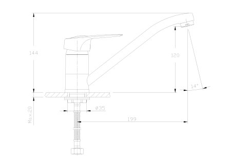Смеситель для раковины гайка HAIBA HB4637-K 