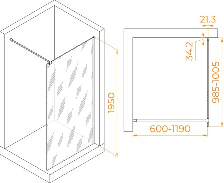 Душевая перегородка RGW WA-001 1000 