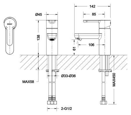 Смеситель Bravat Stream F13783C-2 для раковины 