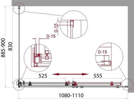 Душевой уголок BelBagno Acqua 110х90 ACQUA-AH-1-110/90-C-Cr профиль Хром стекло прозрачное 
