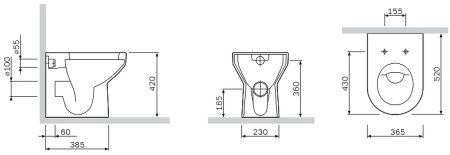 Унитаз AM.PM Spirit C701438WH приставной без сиденья 