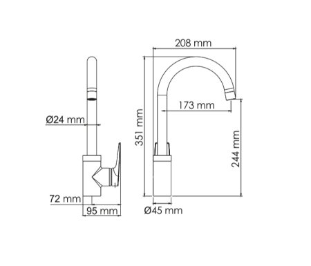 Смеситель WasserKRAFT Wiese 8407 для кухонной мойки, оружейная сталь 