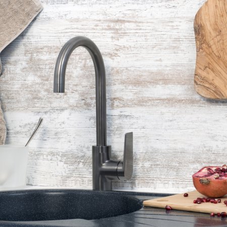 Смеситель WasserKRAFT Wiese 8407 для кухонной мойки, оружейная сталь 