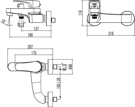 Смеситель  для ванны и душа Lemark Shift (LM4334C) 