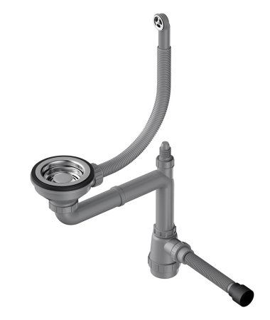 Сифон для мойки Omoikiri WK-1-R-IN с круглым переливом, нержавеющая сталь 