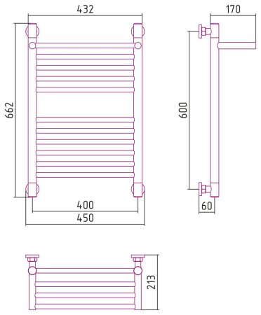 Полотенцесушитель водяной Сунержа Богема+ 60x40 с полкой 