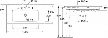 Тумба с раковиной Villeroy & Boch Venticello 100 A92601 glossy white 