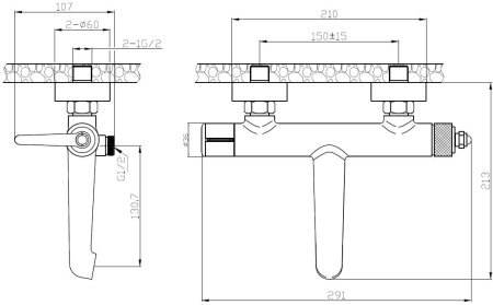 Смеситель для ванны ESKO Bangkok" без аксессуаров (BG54)" 