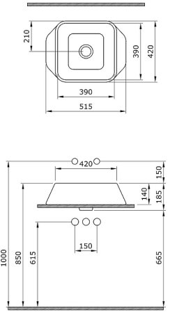 Раковина-чаша Bocchi Elba 51 1005-006-0125 Серая матовая 