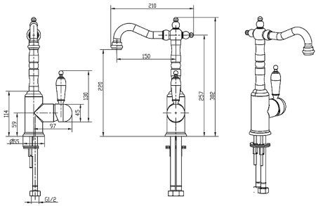 Смеситель для раковины Boheme Tradizionale Nero 242 Хром 