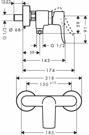 Смеситель для душа Hansgrohe Metris 31680000 Хром 