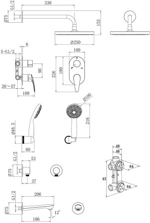 Смеситель Lemark Linara для ванны и душа, встраиваемый (LM0422C) 