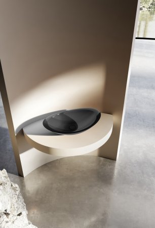 Раковина накладная прозрачная ABBER Kristall AT2808Onyx черная 