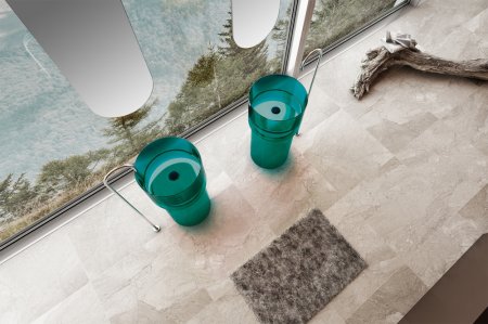 Раковина отдельностоящая прозрачная ABBER Kristall AT2701Aquamarin бирюзовая 