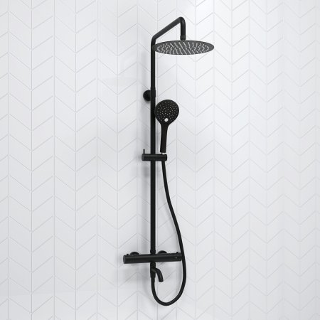 Душевая система WasserKRAFT A288.258.078.BM Thermo с термостатом Черная матовая 