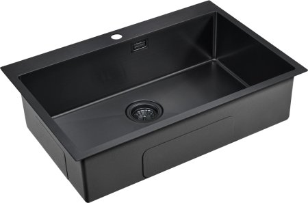Мойка кухонная Paulmark Saar PM807551-GM вороненая сталь 