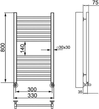 Полотенцесушитель водяной Ника Modern ЛМ-2 80/30, хром 
