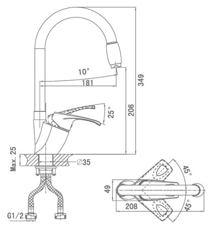 Смеситель для кухонной мойки D&K Erlangen Bayern DA1182401 
