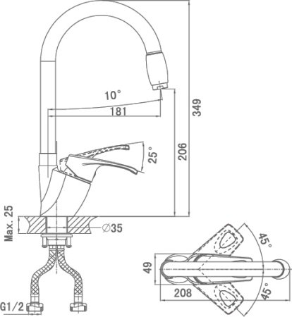 Смеситель для кухонной мойки D&K Erlangen Bayern DA1182401 