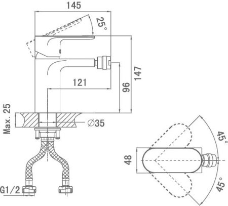 Смеситель D&K Durer Bayern DA1252201 для биде 