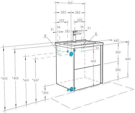 Тумба под раковину Aquaton Стоун 60 1A231401SXC80 подвесная Грецкий орех 