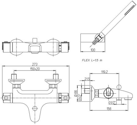 Смеситель для ванны Paini Arena 92CR105 Хром 
