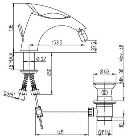 Смеситель для биде Paini F1CR3062SKM Хром 