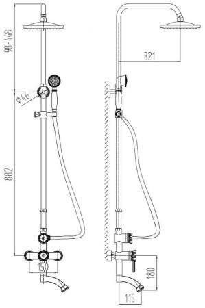 Душевая система Milacio Baroque MC.103.1SL Серебро 