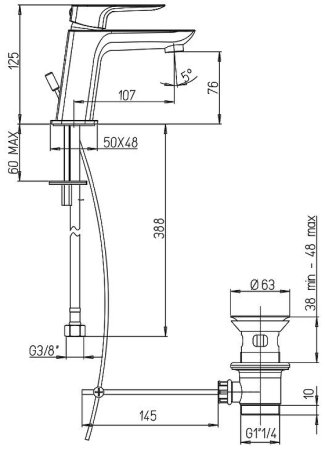 Смеситель для раковины Paini Nove 09BY211TC Белый 
